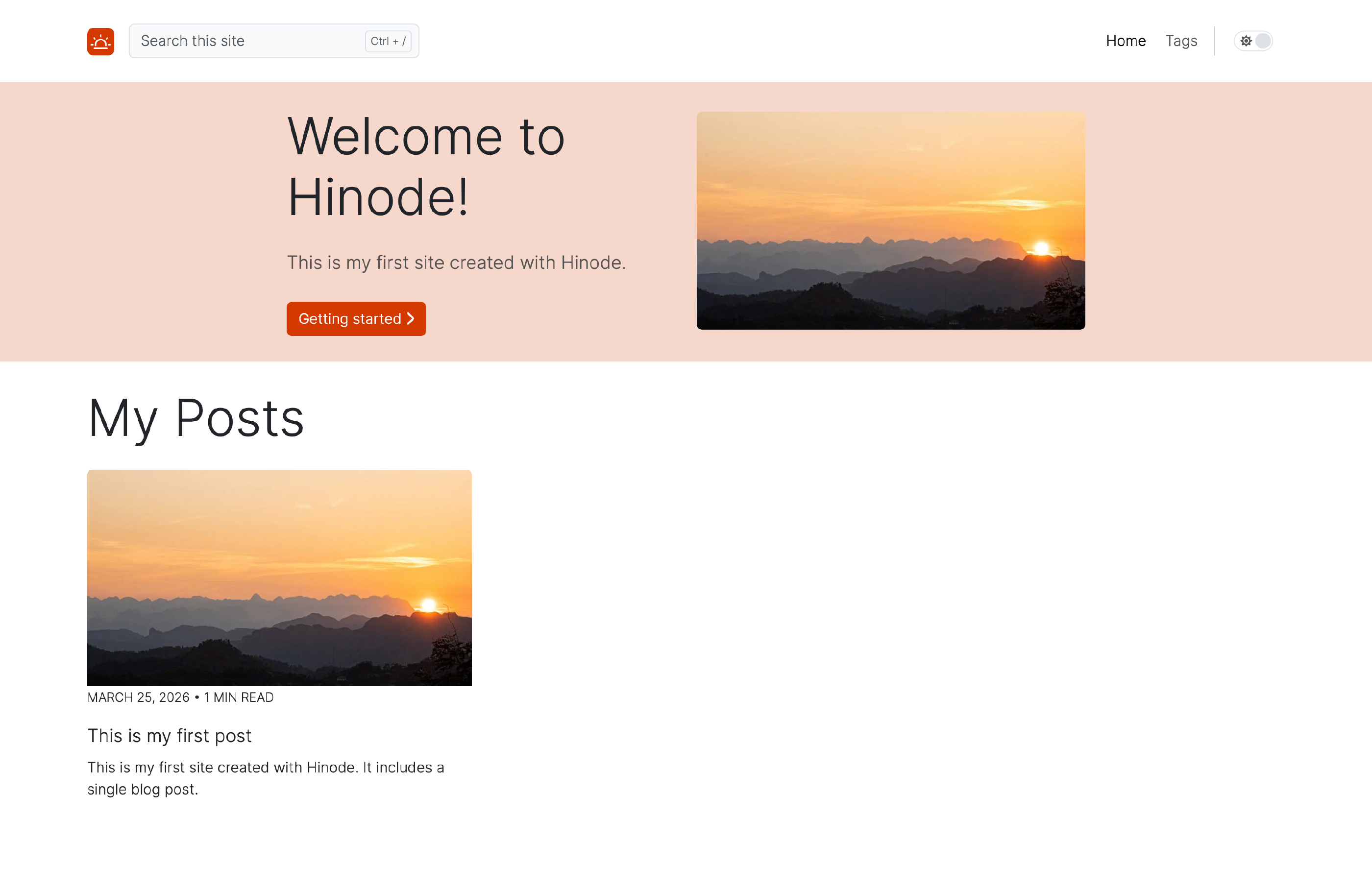 Demo Site With an Initial Blog Post